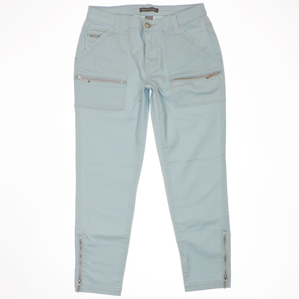 Kate & Mallory Jeans Pants 6 Ankle Ice Blue Ankle Zip Mid Rise Stretch 29x25.5